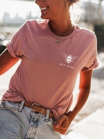 Pink Casual Printed Cotton Shift T-Shirts - Noracora