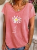 Pink Casual Short Sleeve T-Shirts - Noracora