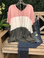 Pink Casual V Neck T-Shirts - Noracora