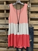 Pink Cotton-Blend Crew Neck Sleeveless Tanks & Camis - Noracora