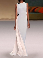 Pink Grey Sleeveless Cotton-Blend Causal Dresses