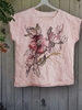 Pink Linen Short Sleeve Printed Floral T-Shirts - Noracora