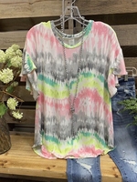 Pink O-Neck Short Sleeve T-Shirts - Noracora