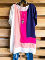 Pink Paneled Short Sleeve T-Shirts - Noracora