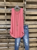 Pink Plain U-Neck Shift Sleeveless Tanks & Camis - Noracora