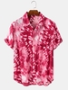 Pink Printed Casual Ombre Men-Shirts - Noracora