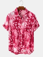 Pink Printed Casual Ombre Men-Shirts - Noracora