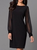 Plain Autumn Party Polyester No Elasticity Party Hot List Skirt Long sleeve Dresses for Women