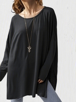 Plain Crew Neck Casual New In Tops