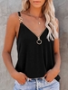 Plain Loosen Jersey V Neck Tanks & Camis