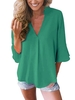 Plain Shirt Collar Casual Polyester Fibre Tunic Blouses