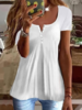 Plain Summer Casual Micro-Elasticity Jersey Standard Crew Neck Regular NL T-shirts for Women