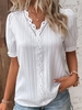 Plain Summer Elegant Jacquard Lightweight No Elasticity Loose Short sleeve H-Line Shirts for Women