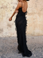 Plain Summer Elegant Spaghetti Daily Maxi Sleeveless Silk No Dresses for Women