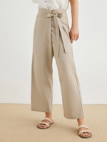 Plain Summer Linen Linen No Elasticity Daily Loose Capris H-Line Pants for Women