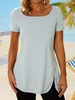 Plain Summer Simple Daily Jersey Pullover Fit H-Line Regular T-shirts for Women