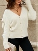 Plain Winter Simple V neck Acrylic Regular Fit Long Sleeve X-Line Medium Elasticity Cardigans for Women