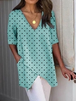 Pockets Half Sleeve Casual Casual Tops