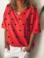 Polka Dots Short Sleeve V Neck System