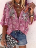 Polyester Fibre Floral Loosen Blouses