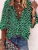 Polyester Fibre V Neck Printed Casual Loose Blouses