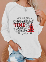Printed Casual Crew Neck Hoodies & Sweatshirts - Noracora