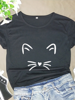 Printed Casual Crew Neck T-Shirts - Noracora