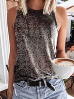 Printed Cotton-Blend Shift Casual Tanks & Camis - Noracora