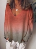 Printed Cotton V Neck Long Sleeve T-Shirts