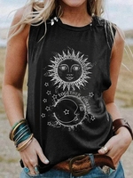 Printed Crew Neck Knitted T-Shirts - Noracora