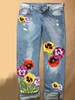 Printed Floral Boho Denim&jeans - Noracora