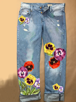 Printed Floral Boho Denim&jeans - Noracora