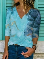 Printed Half Sleeve Causal Tops - Noracora