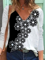 Printed Long Sleeve Casual Tops - Noracora