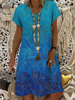 Printed Loosen Casual V Neck Shorts