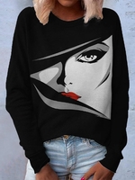 Printed Shift Casual Long Sleeve T-Shirts - Noracora