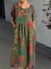 Printed Short Sleeve Cotton-Blend Casual Dresses - Noracora