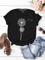 Printed Short Sleeve Cotton Crew Neck T-Shirts - Noracora
