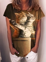 Printed Short Sleeve T-Shirts - Noracora
