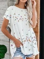 Printed Short Sleeve T-Shirts - Noracora