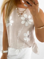 Printed Sweet Sleeveless Floral Tanks & Camis - Noracora