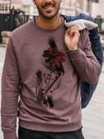 Purple Casual Cotton-Blend Printed Men-Shirts - Noracora