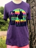 Purple Crew Neck Short Sleeve Printed T-Shirts - Noracora