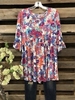 Purple Floral Casual T-Shirts - Noracora