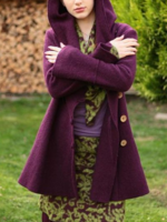 Purple Long Sleeve Solid Casual Coat