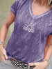 Purple Short Sleeve Cotton Casual T-Shirts - Noracora