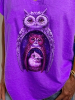 Purple V Neck Casual T-Shirts - Noracora