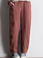 Red Brown Solid Pockets Simple & Basic Bottoms