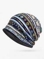 Retro Tribal Printed Cotton Dual Use Scarf Beanie Hat - Noracora