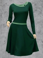 Round Neck Cotton-Blend Long Sleeve Dresses